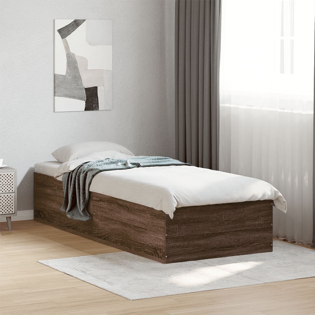 sengeramme 90x190 cm konstrueret træ brun egetræsfarve