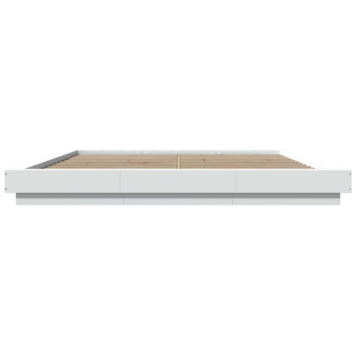 sengeramme med LED-lys 180x200 cm konstrueret træ hvid