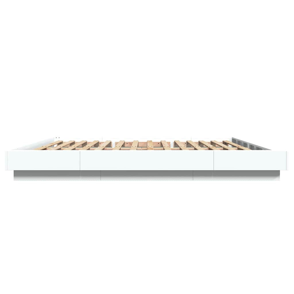 sengeramme med LED-lys 180x200 cm konstrueret træ hvid