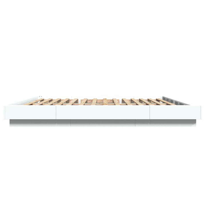 sengeramme med LED-lys 180x200 cm konstrueret træ hvid