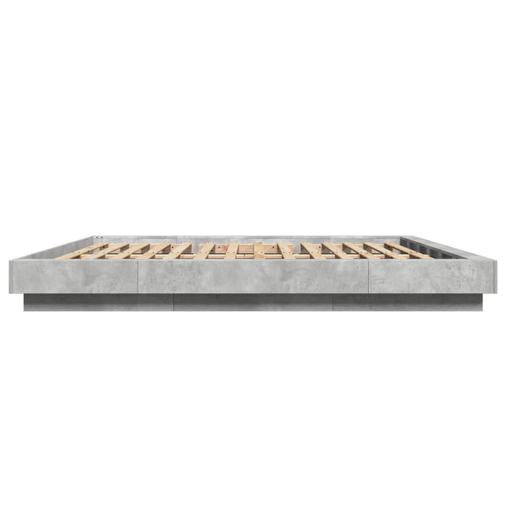 sengeramme med LED-lys 180x200 cm konstrueret træ betongrå