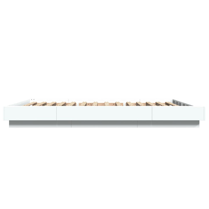 sengeramme med LED-lys 140x200 cm konstrueret træ hvid