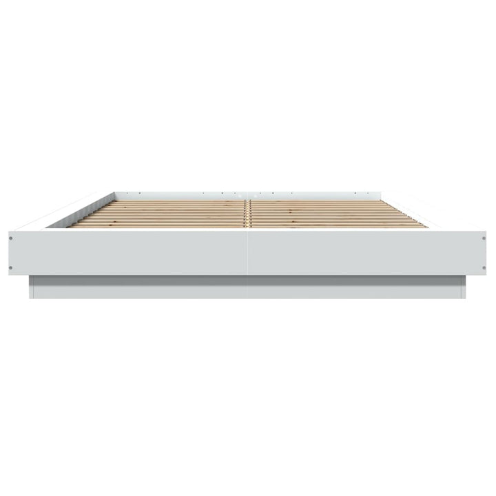 sengeramme med LED-lys 120x200 cm konstrueret træ hvid