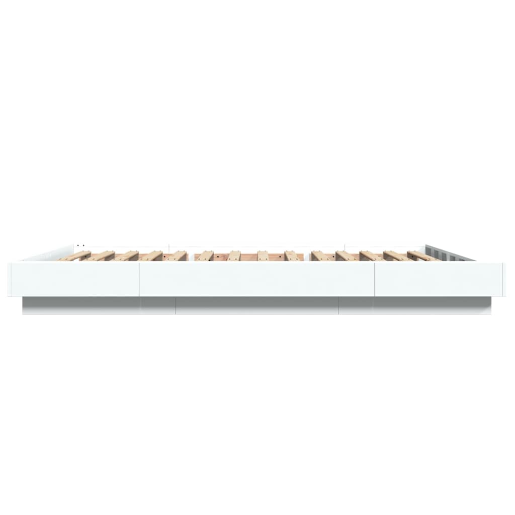 sengeramme med LED-lys 120x200 cm konstrueret træ hvid