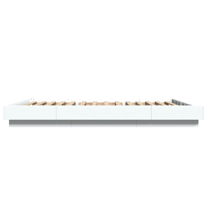 sengeramme med LED-lys 120x200 cm konstrueret træ hvid