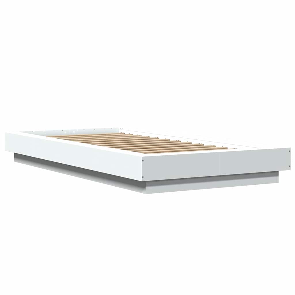sengeramme med LED-lys 100x200 cm konstrueret træ hvid