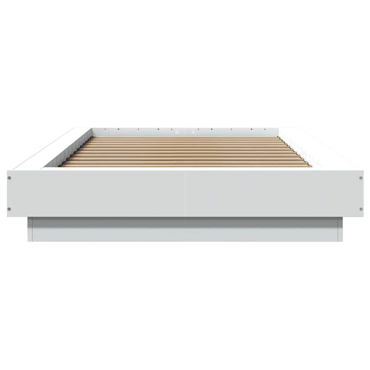 sengeramme med LED-lys 100x200 cm konstrueret træ hvid