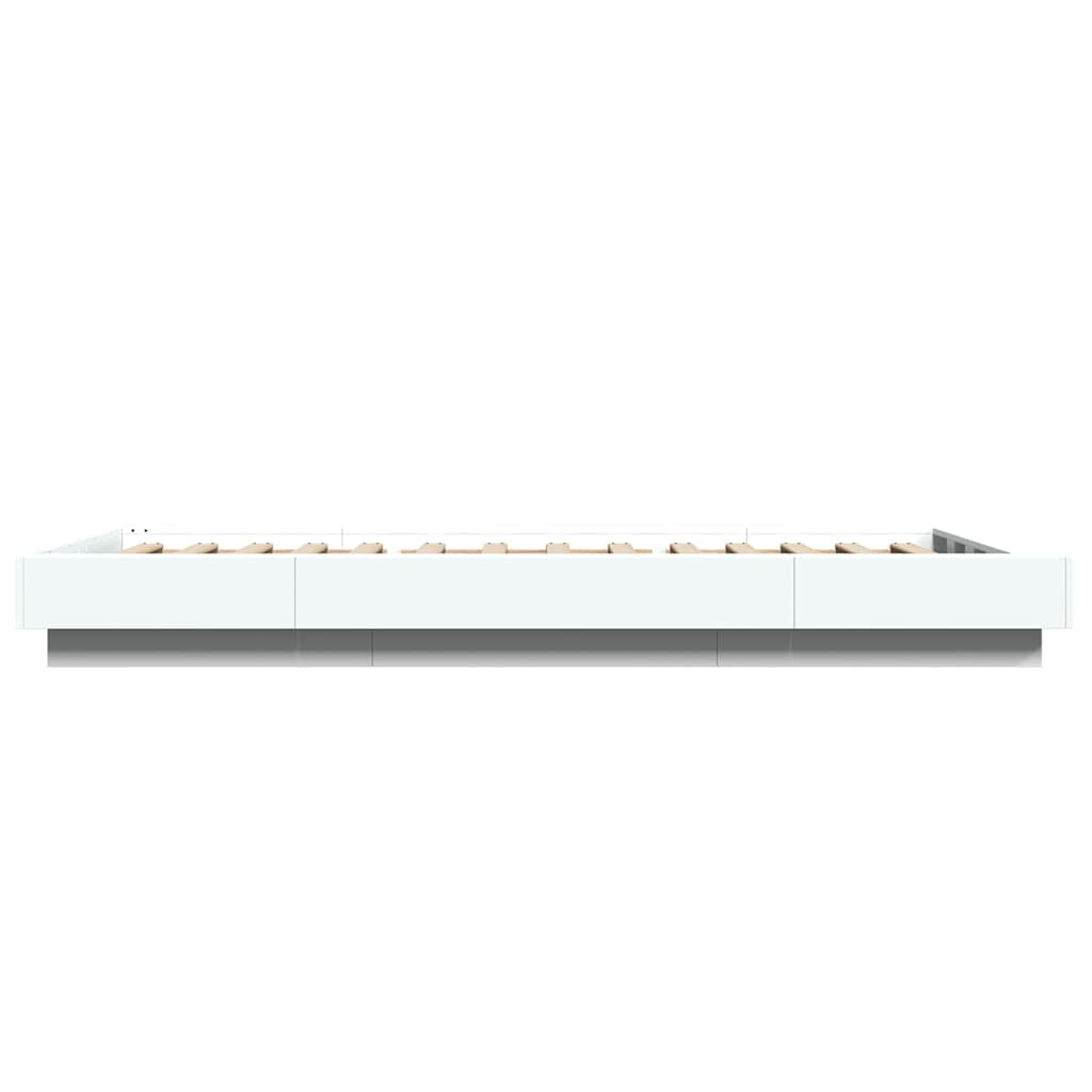 sengeramme med LED-lys 100x200 cm konstrueret træ hvid