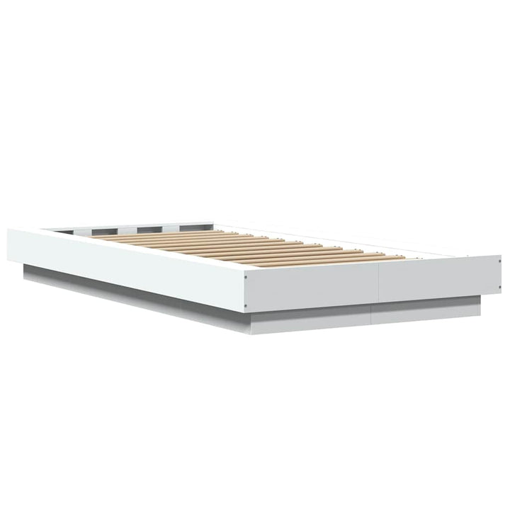 sengeramme med LED-lys 100x200 cm konstrueret træ hvid