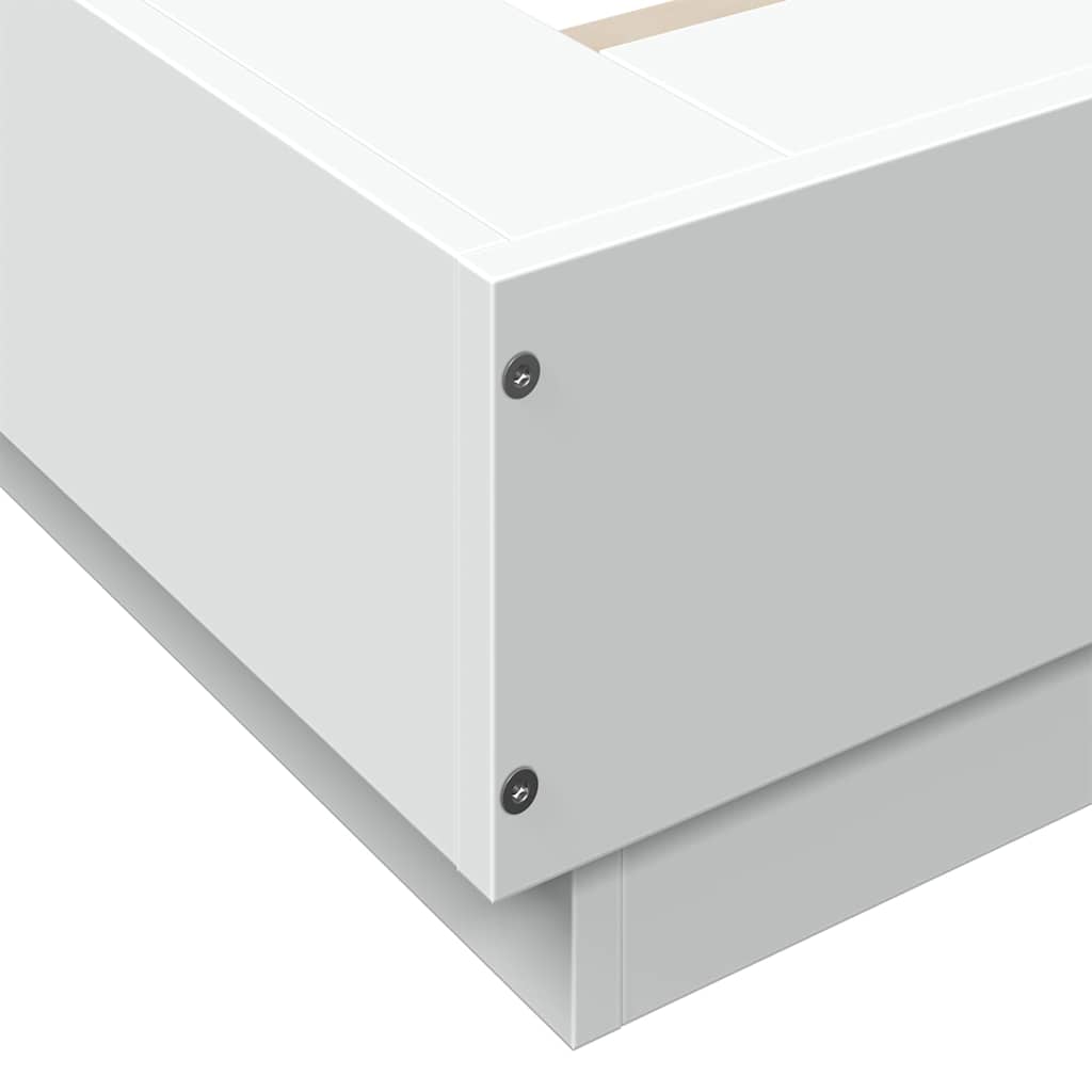 sengeramme med LED-lys 100x200 cm konstrueret træ hvid
