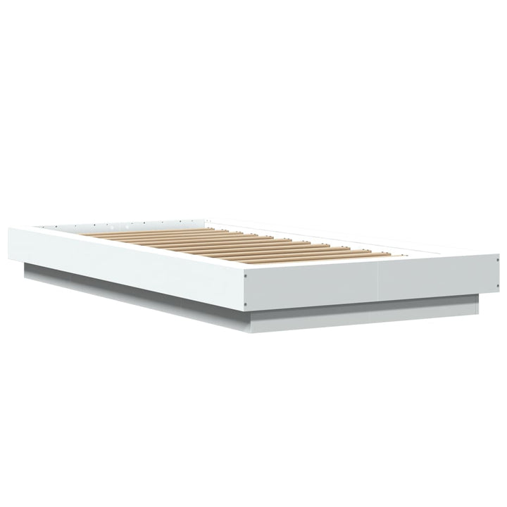 sengeramme med LED-lys 90x200 cm konstrueret træ hvid