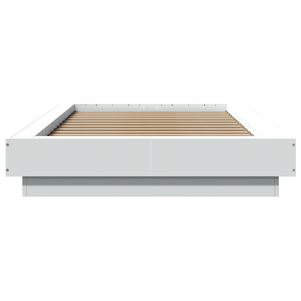 sengeramme med LED-lys 90x200 cm konstrueret træ hvid