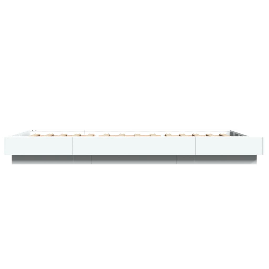 sengeramme med LED-lys 90x200 cm konstrueret træ hvid