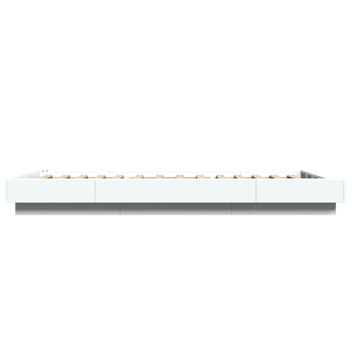 sengeramme med LED-lys 90x200 cm konstrueret træ hvid
