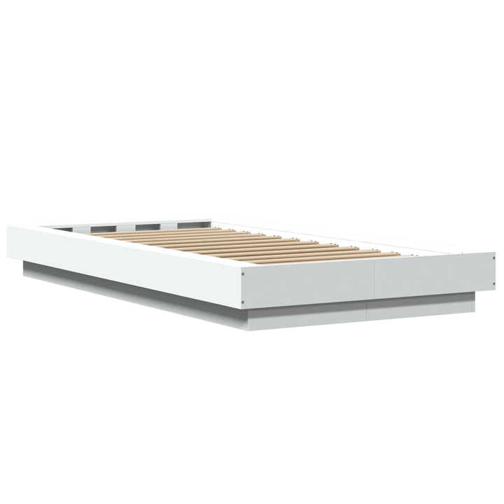 sengeramme med LED-lys 90x200 cm konstrueret træ hvid