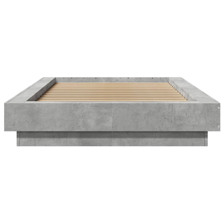 sengeramme med LED-lys 90x200 cm konstrueret træ betongrå