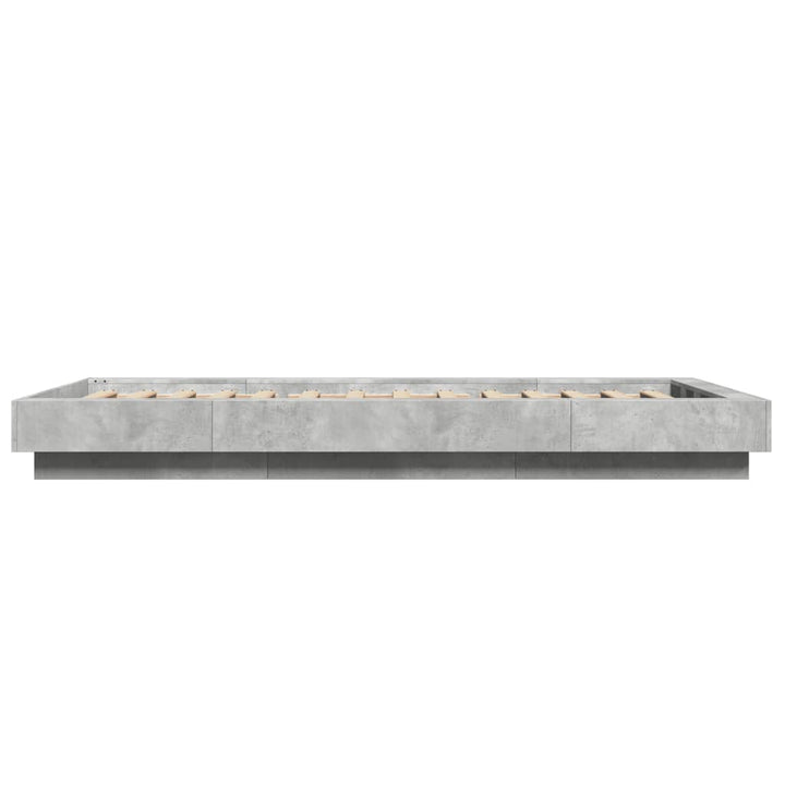 sengeramme med LED-lys 90x200 cm konstrueret træ betongrå
