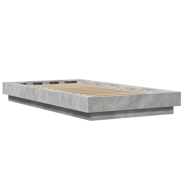 sengeramme med LED-lys 90x200 cm konstrueret træ betongrå