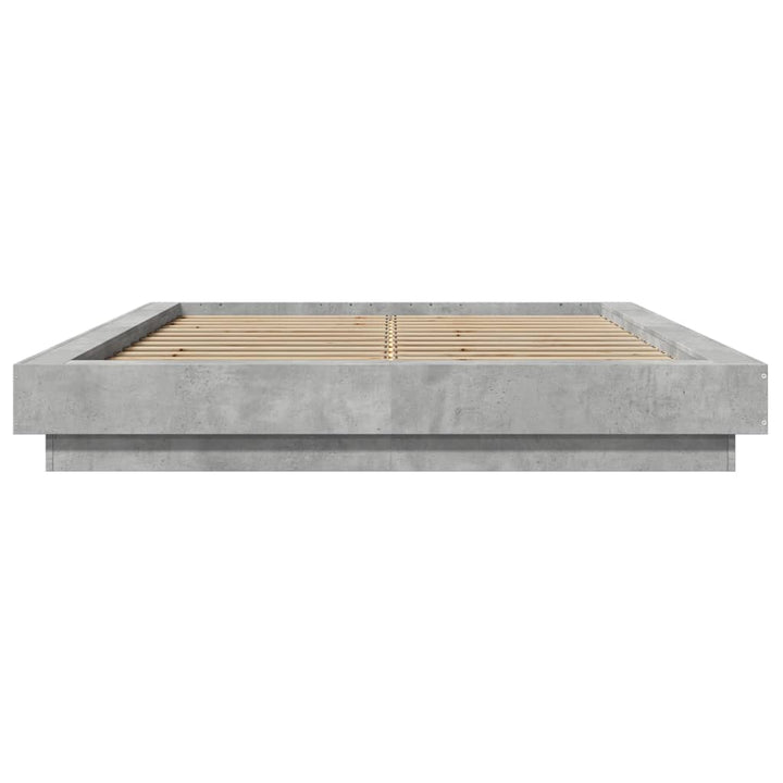 sengeramme med ED-lys 135x190 cm konstrueret træ betongrå