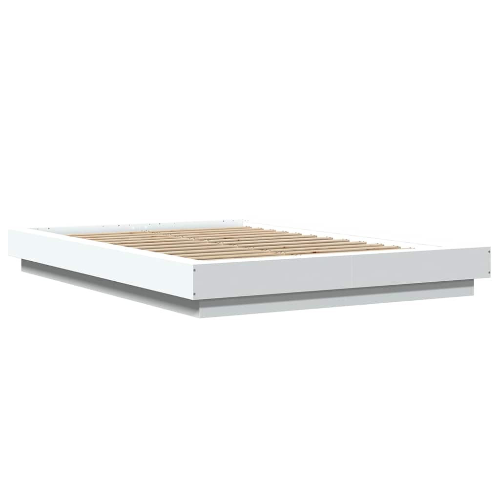 sengeramme med LED-lys 120x190 cm konstrueret træ hvid