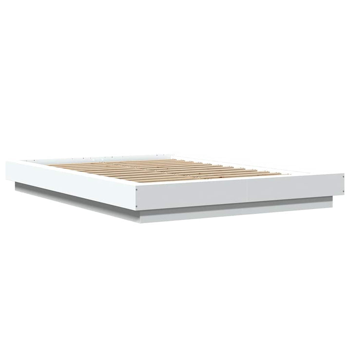 sengeramme med LED-lys 120x190 cm konstrueret træ hvid