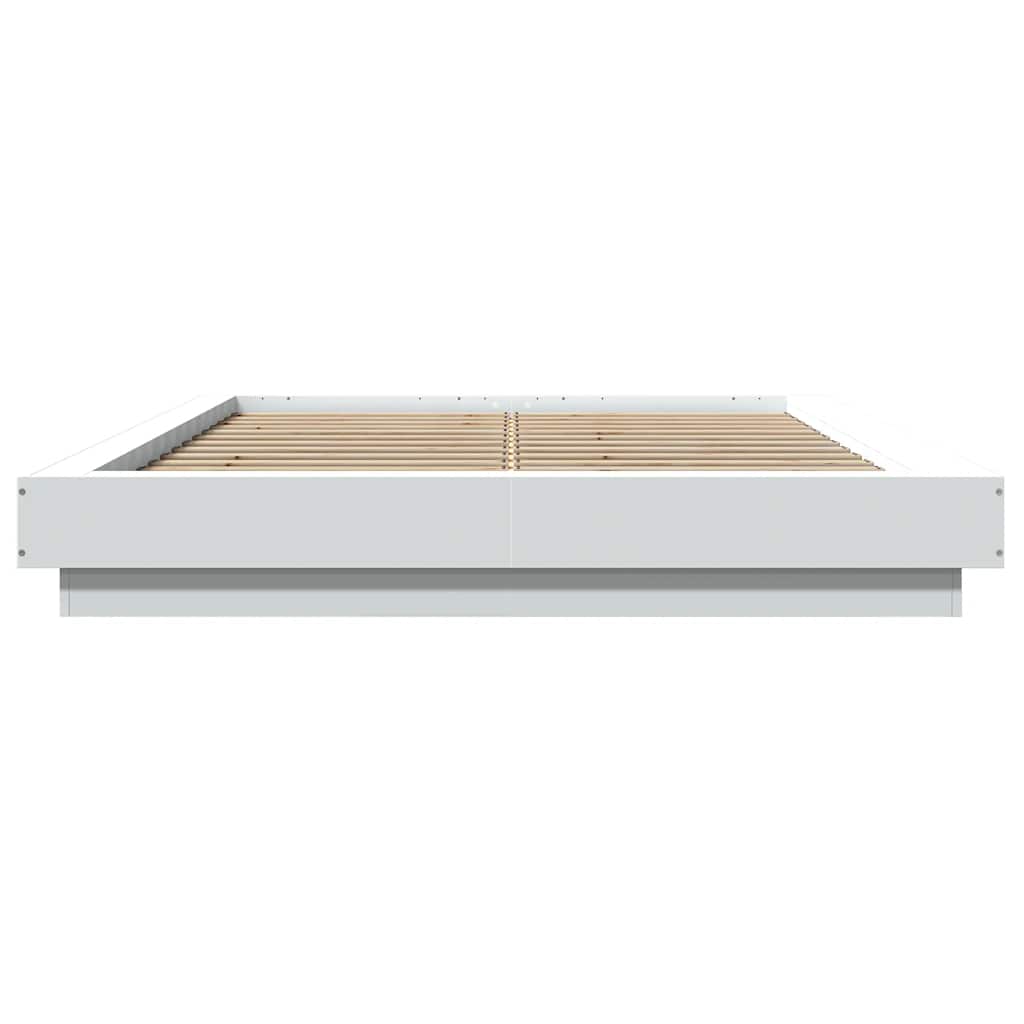 sengeramme med LED-lys 120x190 cm konstrueret træ hvid