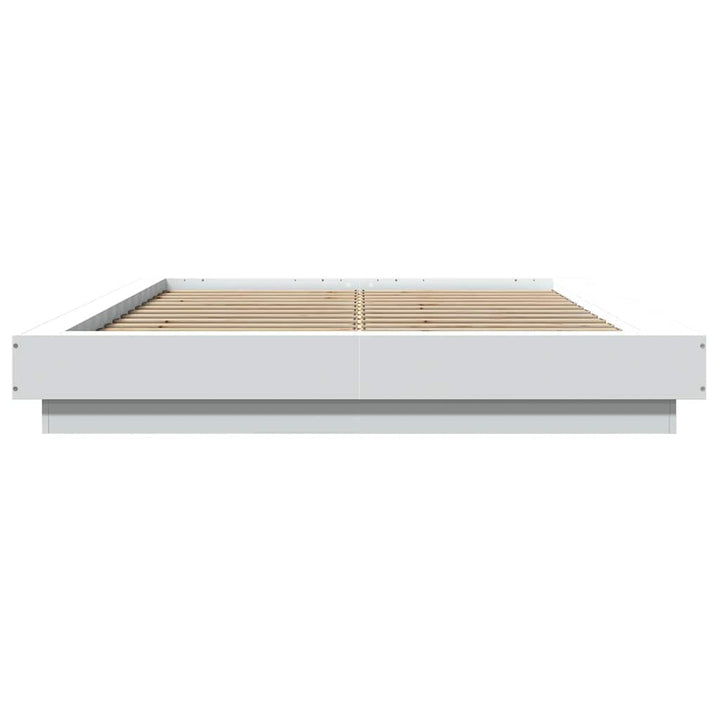 sengeramme med LED-lys 120x190 cm konstrueret træ hvid