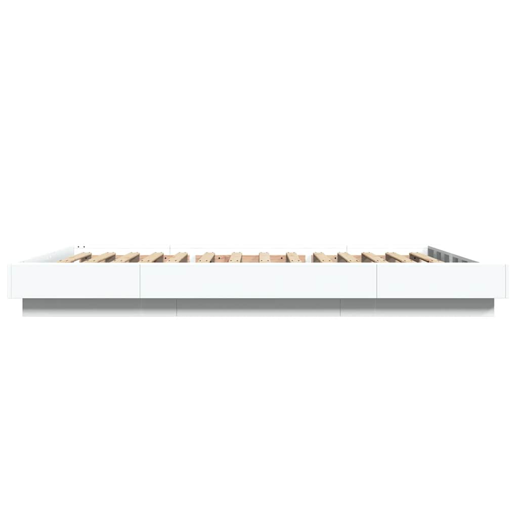 sengeramme med LED-lys 120x190 cm konstrueret træ hvid