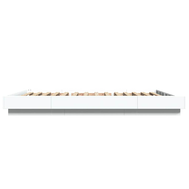 sengeramme med LED-lys 120x190 cm konstrueret træ hvid