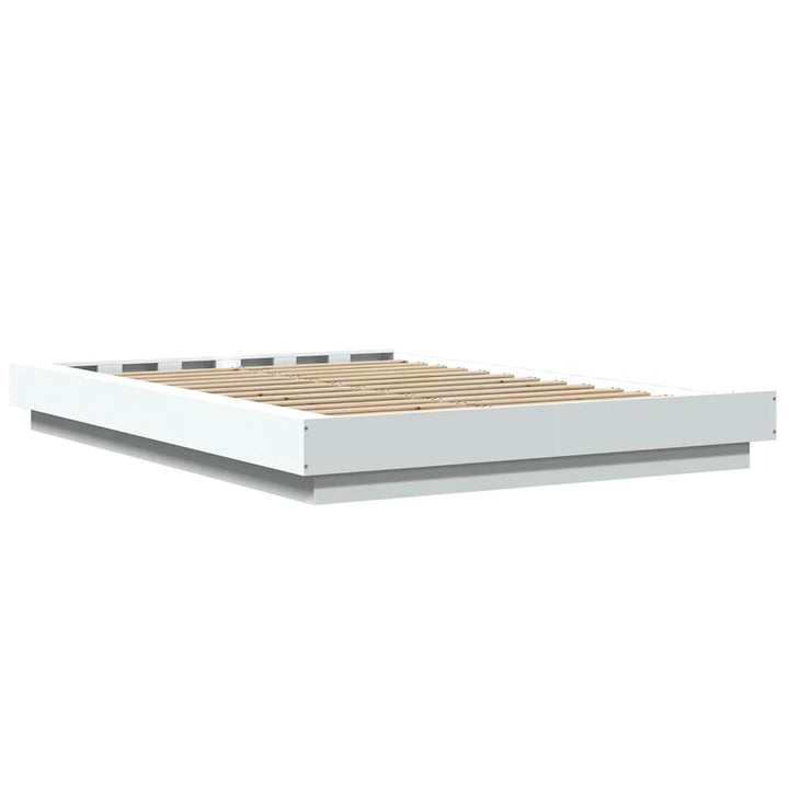 sengeramme med LED-lys 120x190 cm konstrueret træ hvid