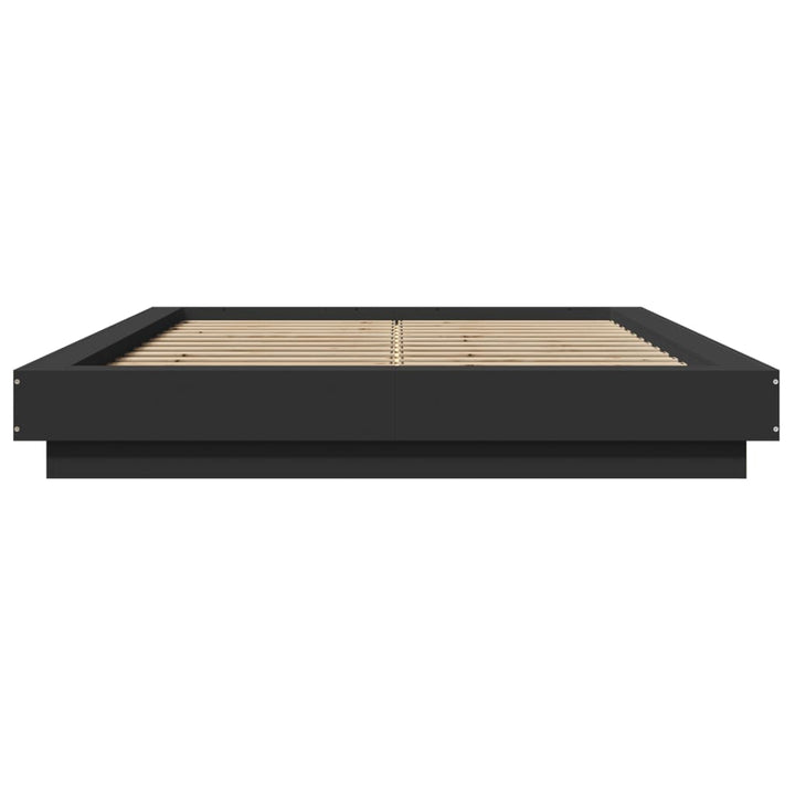 sengeramme med LED-lys 120x190 cm konstrueret træ sort