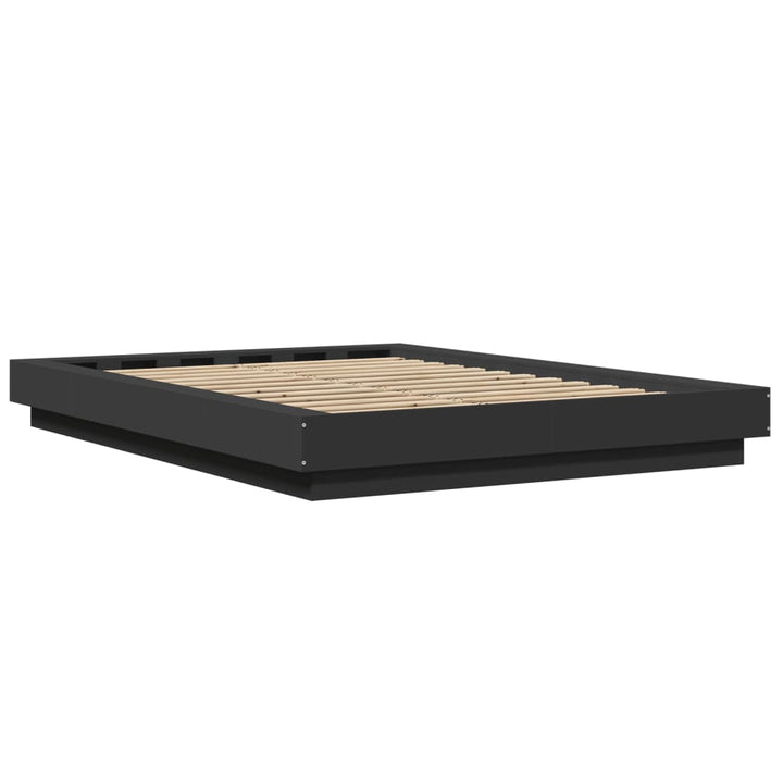 sengeramme med LED-lys 120x190 cm konstrueret træ sort