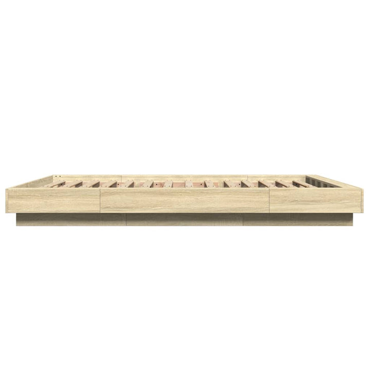 sengeramme med LED-lys 120x190 cm konstrueret træ sonoma-eg