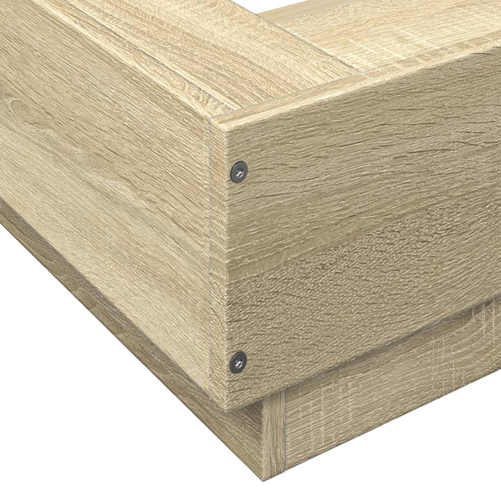sengeramme med LED-lys 120x190 cm konstrueret træ sonoma-eg