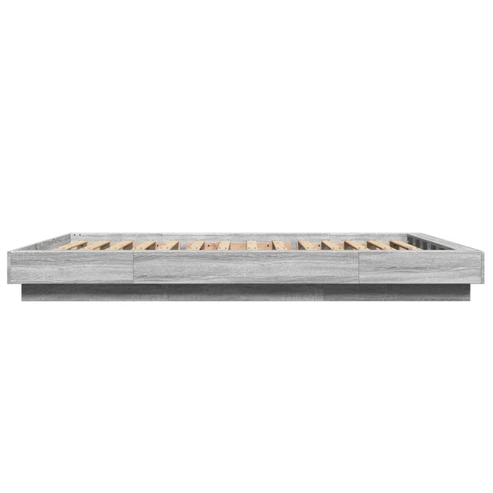 sengeramme med LED-lys 120x190 cm konstrueret træ grå sonoma-eg