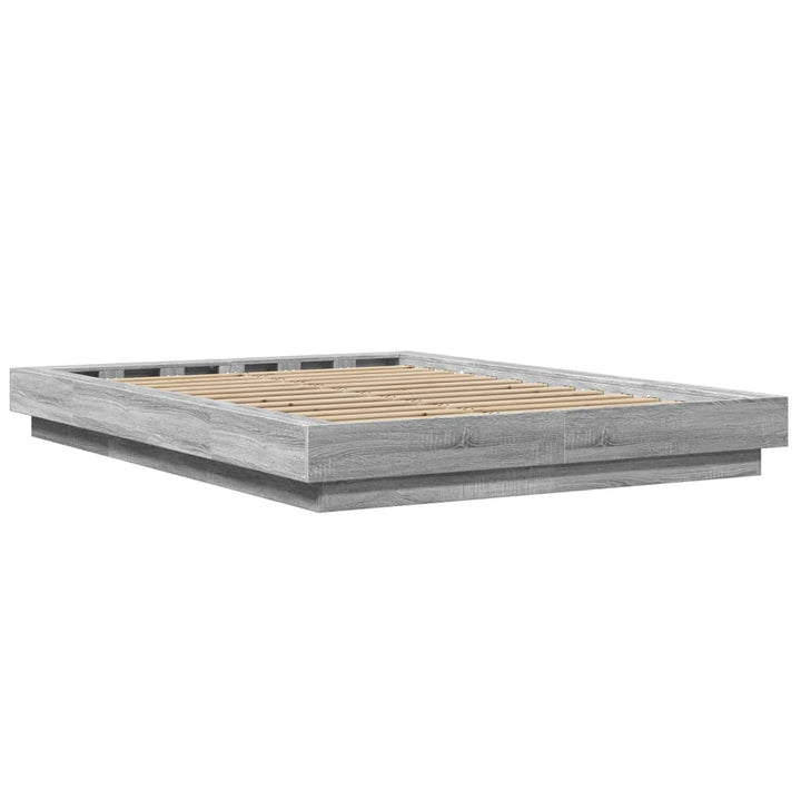 sengeramme med LED-lys 120x190 cm konstrueret træ grå sonoma-eg