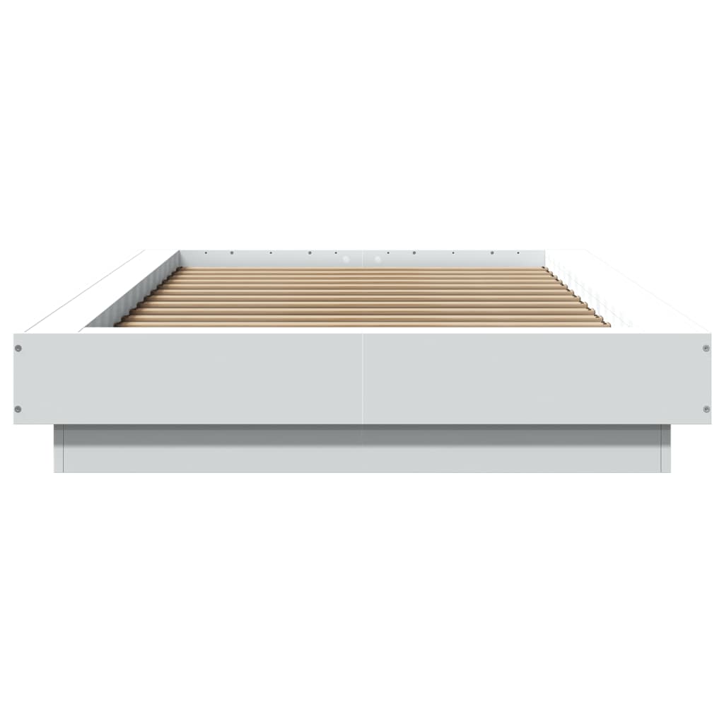 sengeramme med LED-lys 90x190 cm konstrueret træ hvid