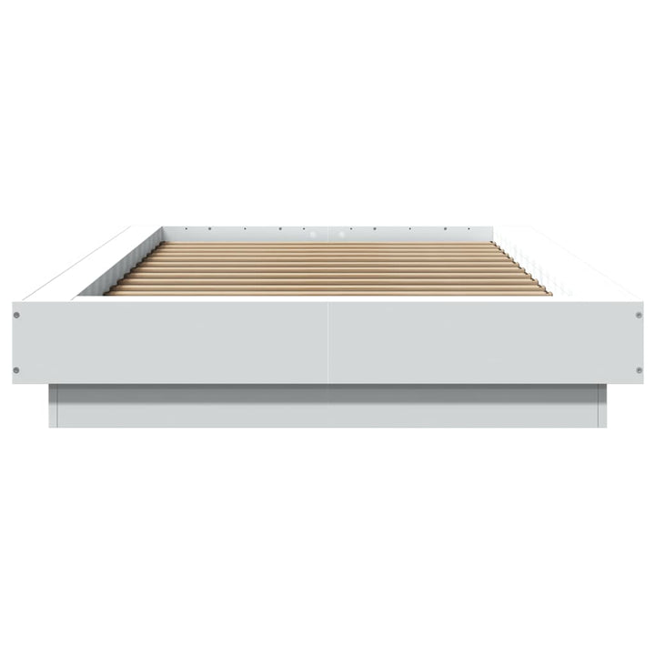 sengeramme med LED-lys 90x190 cm konstrueret træ hvid