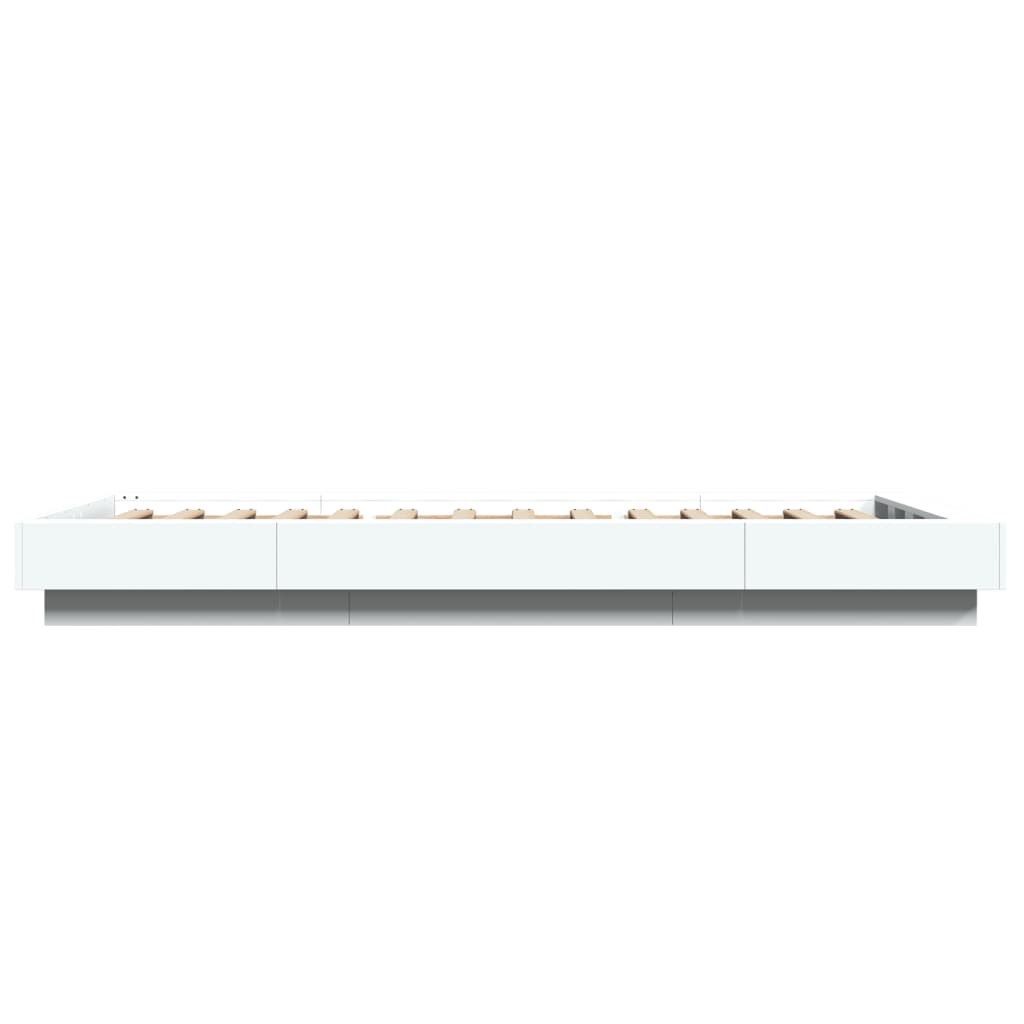 sengeramme med LED-lys 90x190 cm konstrueret træ hvid