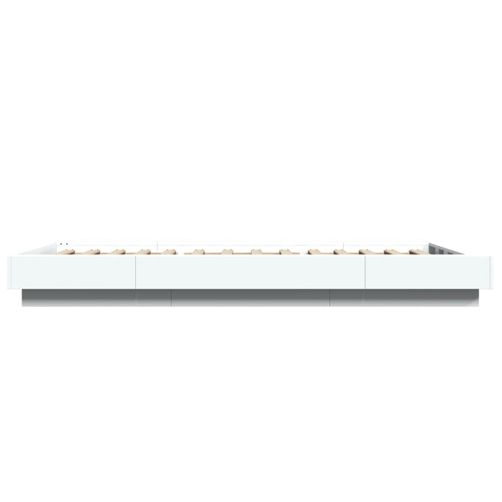 sengeramme med LED-lys 90x190 cm konstrueret træ hvid