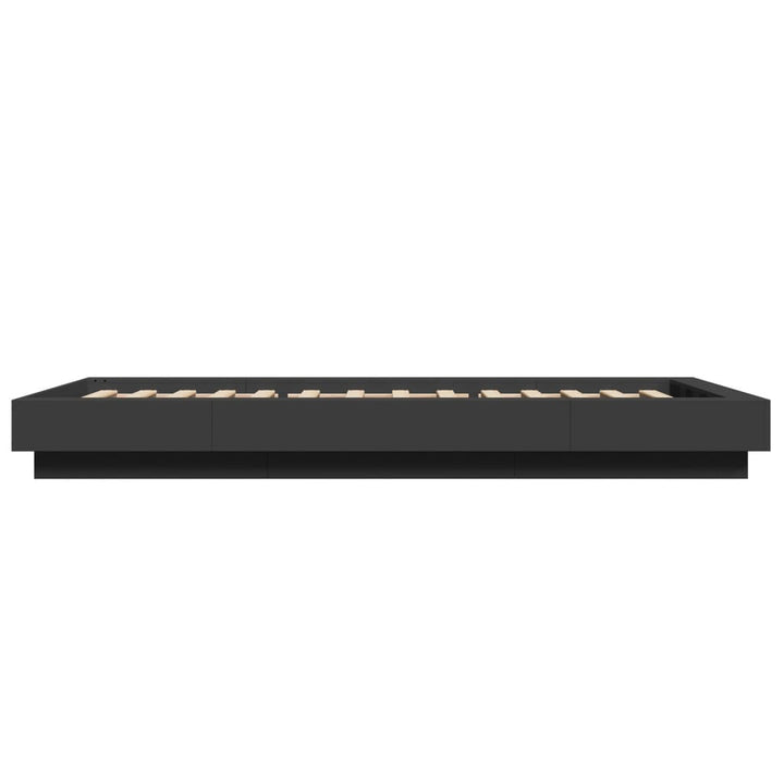 sengeramme med LED-lys 90x190 cm konstrueret træ sort
