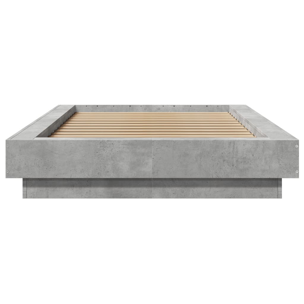 sengeramme med ED-lys 90x190 cm konstrueret træ betongrå