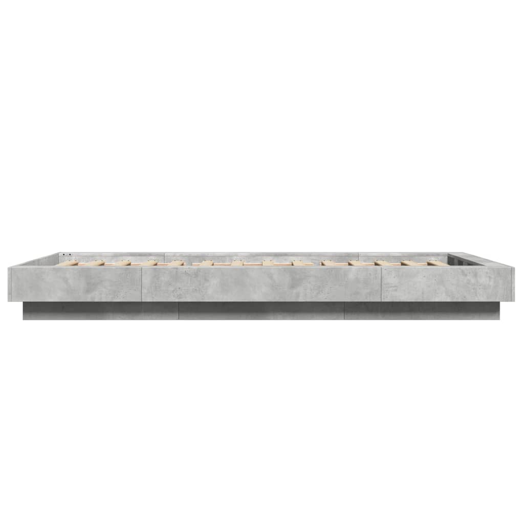 sengeramme med ED-lys 90x190 cm konstrueret træ betongrå