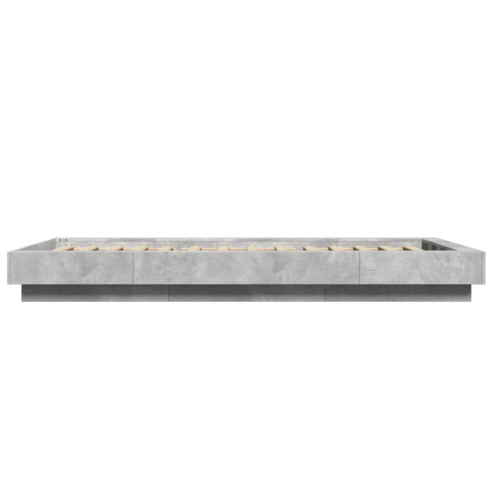 sengeramme med ED-lys 90x190 cm konstrueret træ betongrå