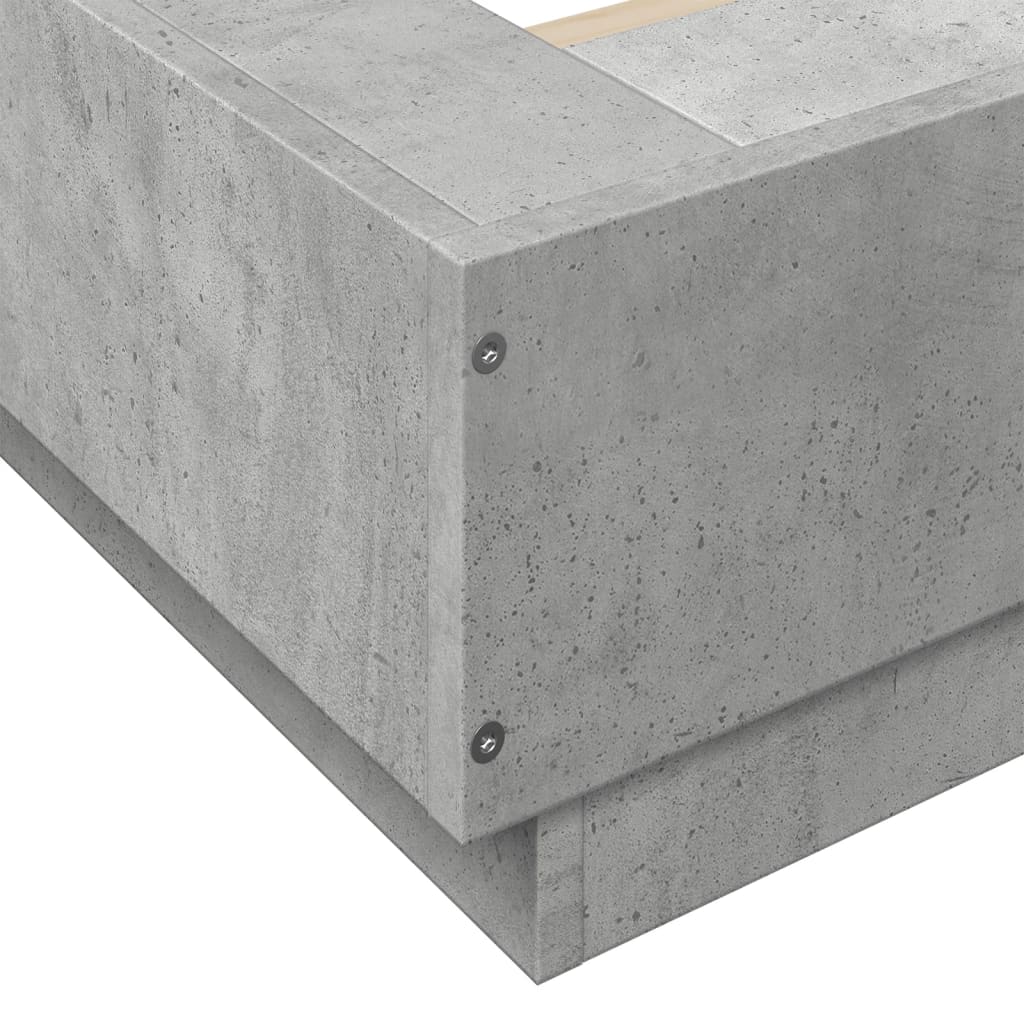 sengeramme med ED-lys 90x190 cm konstrueret træ betongrå
