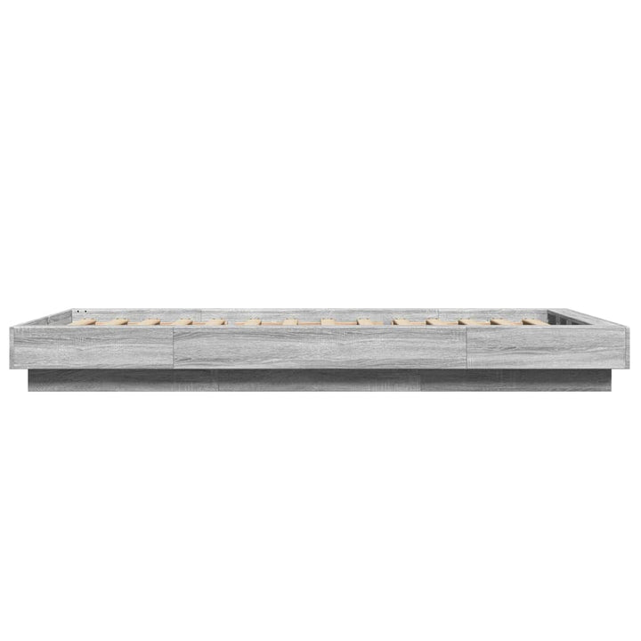 sengeramme med ED-lys 90x190 cm konstrueret træ grå sonoma-eg