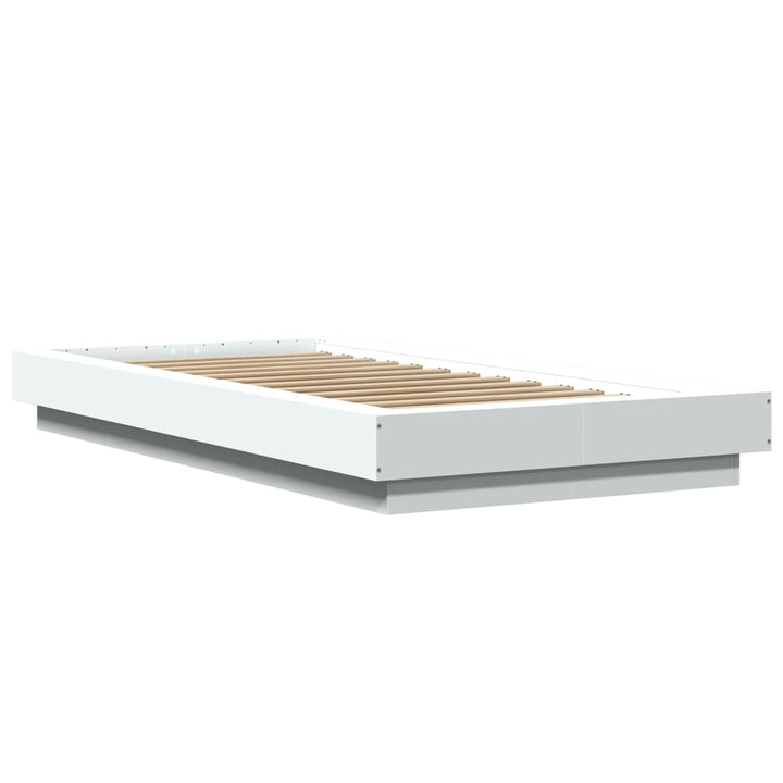 sengeramme med LED-lys 75x190 cm konstrueret træ hvid