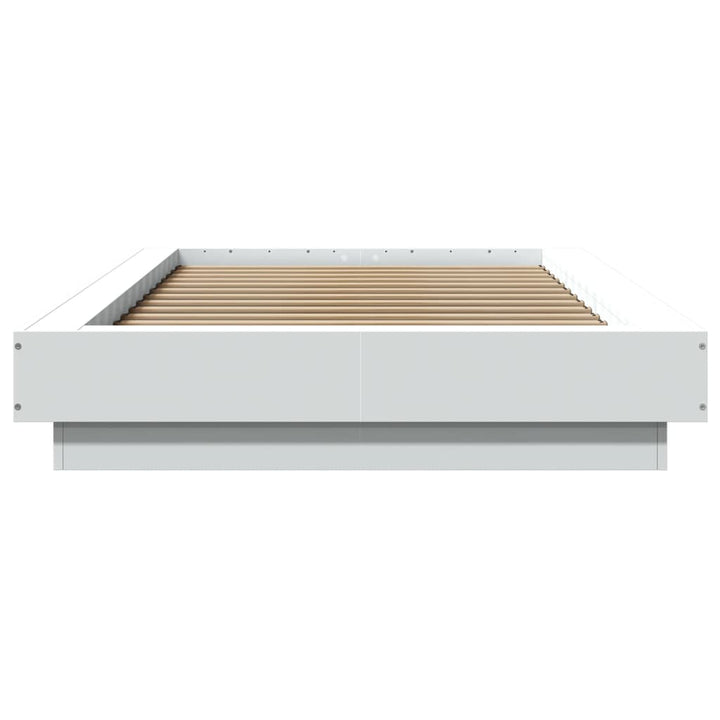 sengeramme med LED-lys 75x190 cm konstrueret træ hvid