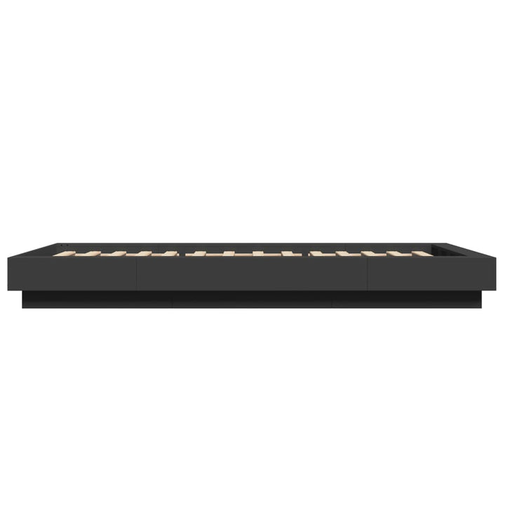 sengeramme med LED-lys 75x190 cm konstrueret træ sort