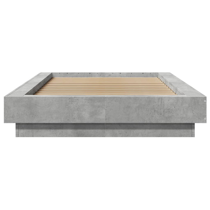 sengeramme med LED-lys 75x190 cm konstrueret træ betongrå
